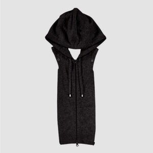 $275 Veronica Beard Black luxe Cashmere blend zip Hoodie Dickey Jacket insert